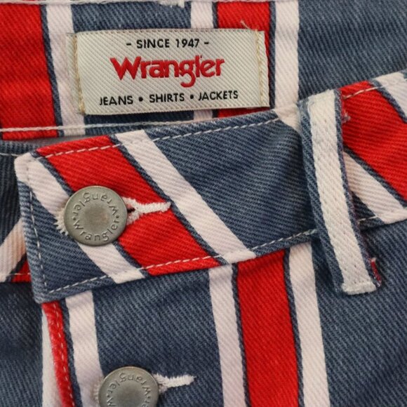 Wrangler Jeans High Rise Fierce Flare Red White Blue Striped Womens Size 12 - Picture 4 of 10